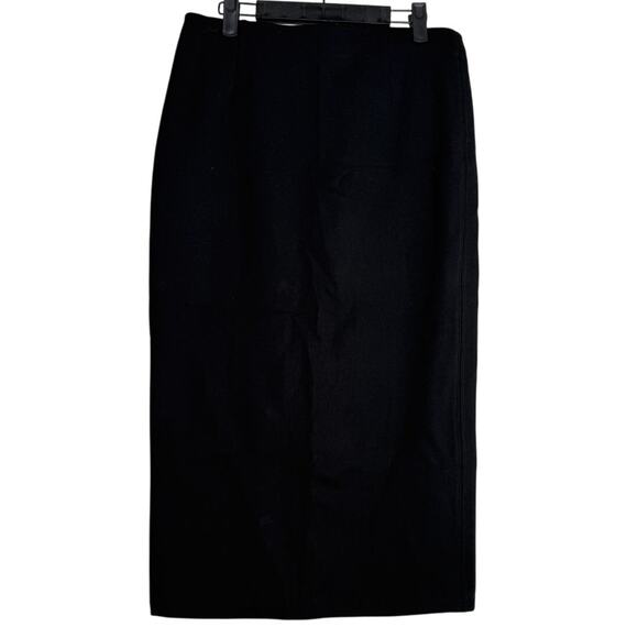 Zara Professional Straight Pencil Fitted Midi Stretch Skirt Back Slit L Black - Picture 1 of 15